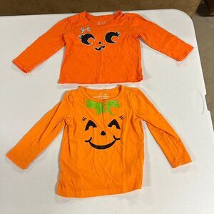 😍 3 for $15 😍 Lot of 2 Girls Long Sleeve HALLOWEEN Shirts Size 2T (18-24 mo)